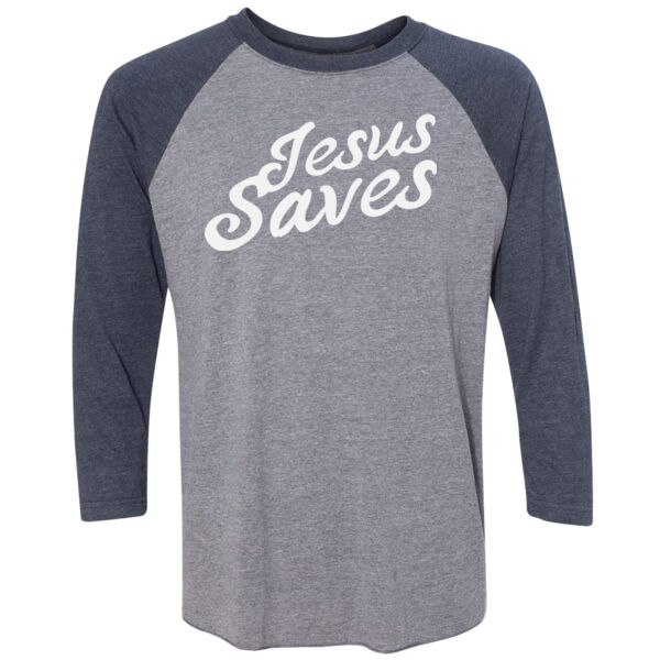 Jesus Saves: Grey/Navy Thumbnail